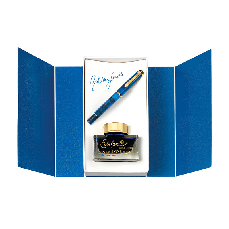 Pelikan Classic M 200 Golden Lapis Fountain Pen Set