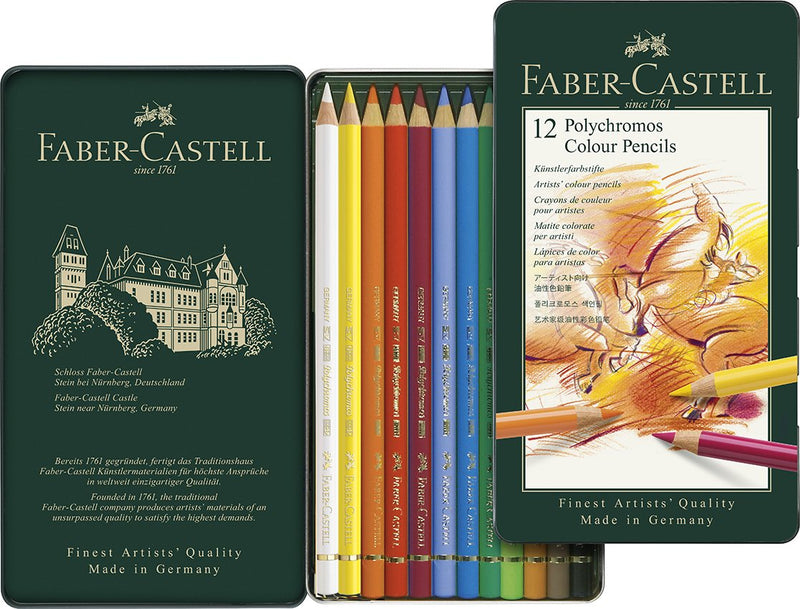 Faber-Castell Polychromos Artist's Colour Pencils tin of 12 - Faber-Castell -  L.S.F. Group of Companies 