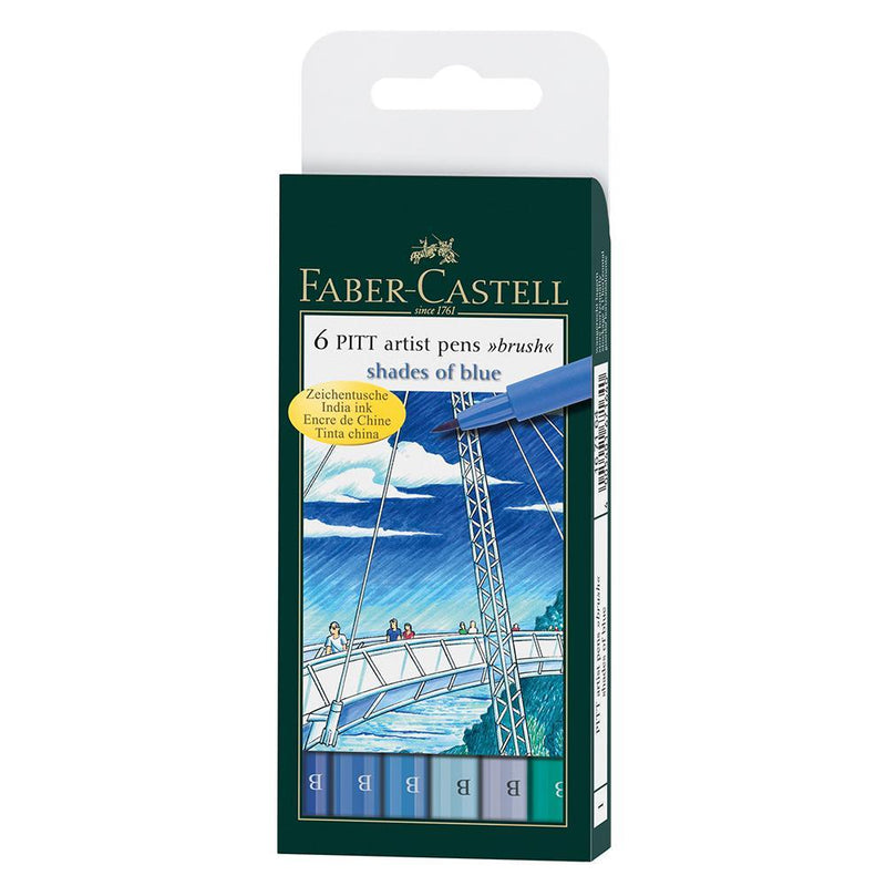 Faber-Castell Pitt Artist Pen Wallet of 6 - Faber-Castell - Colour Shades of Blue - House of Fine Writing - Toronto, Canada