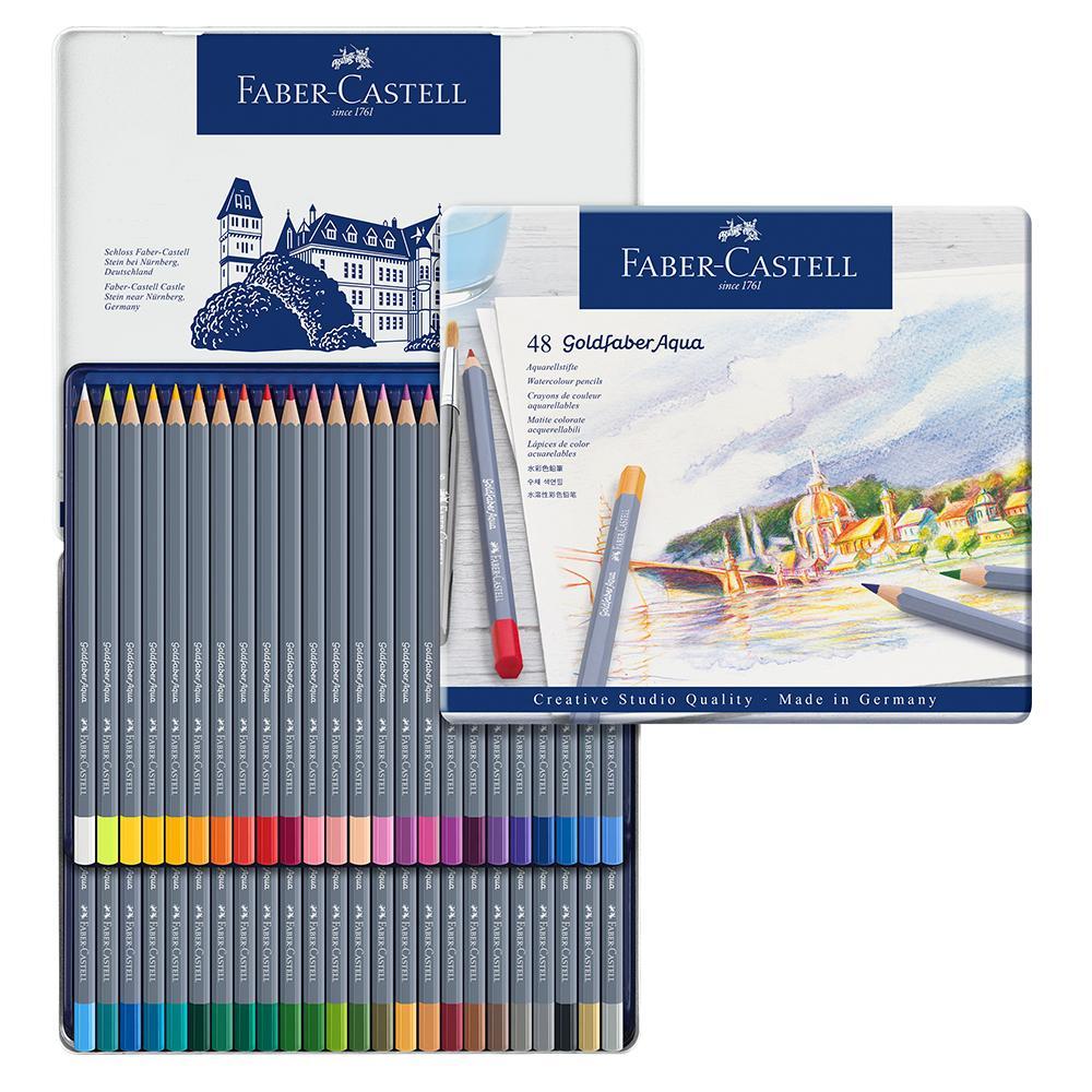 Faber-Castell Goldfaber Aqua Watercolour Pencils tin of 48– House