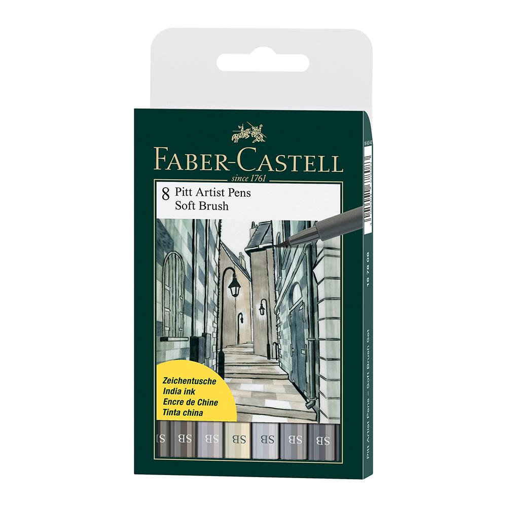 Faber-Castell Pitt Artist Pen Wallet of 8 - Faber-Castell - Colour Shades of Grey - House of Fine Writing - Toronto, Canada